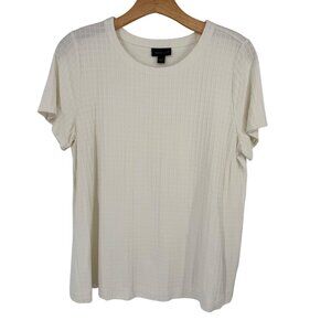 j jill Wearever Collection Cream Textured Short Sleeve knit Topsize medium